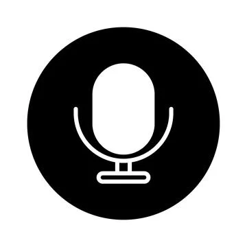 The simplicity of microphone vector icon on black background enhances the d.. Illustrazione stock