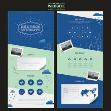 Simplicity one page website template design Stock Illustration