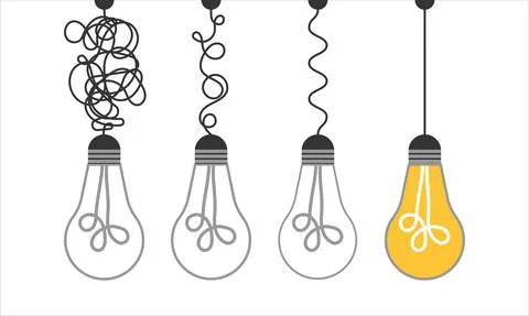 Simplification concept art with light bulb idea. Simple and creative think or イラスト素材