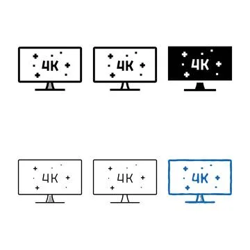 Simplified 4k resolution computer display color icon vector 스톡 일러스트