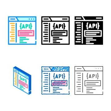 Simplified api documentation technical writer color icon vector Illustrazione stock