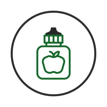 Simplified apple sauce container outline isolated in a circle, conveying he.. Stock Illustration