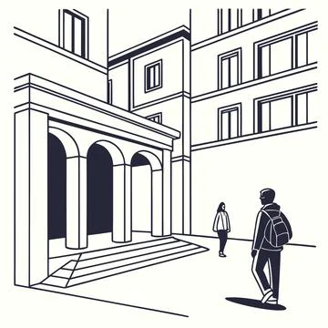 Simplified architectural abstract composition, clean lines. Stock Illustration