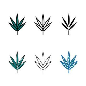 Simplified bamboo leaf color icon vector Stock Illustration