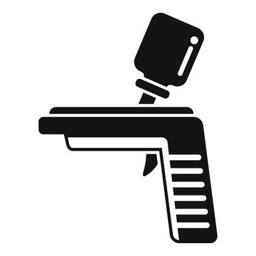 Simplified black and white icon of a handheld barcode scanner over a flat Stock Illustration