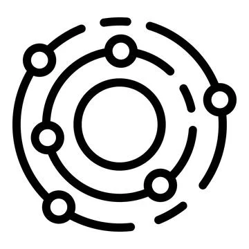 Simplified black and white linear design of a futuristic technology symbol Illustrazione stock