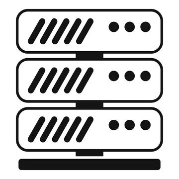 Simplified black and white vector illustration of a server rack for data center Stock Illustration