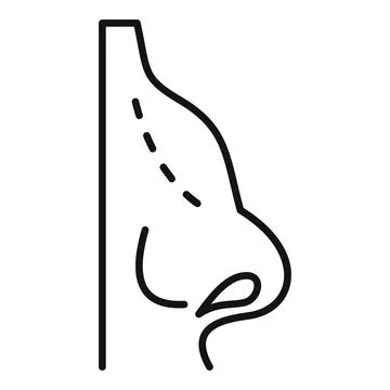 Simplified black line drawing of a human nose profile, suitable for various Stock Illustration