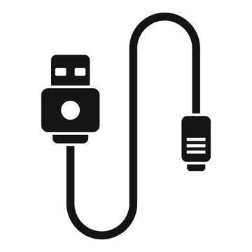 Simplified black silhouette vector of a usb cable for varied digital connections Stock Illustration