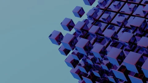 Simplified blockchain depicted through stylized geometric shapes, offering a  Stock Footage 297689773