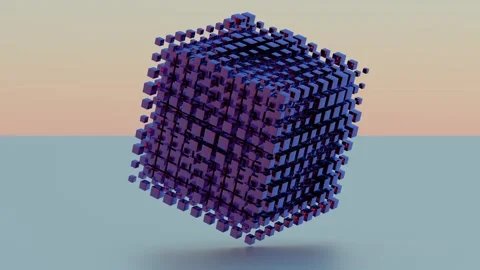 Simplified blockchain depicted through stylized geometric shapes, offering a  Stock Footage 297689798