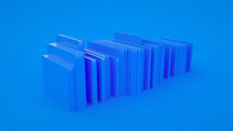 Simplified Blue Stack of Books. 3d illustration 스톡 일러스트
