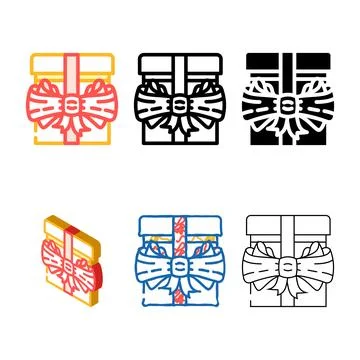 Simplified bow gift box color icon vector Illustrazione stock