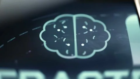 Simplified brain outline with neural marks used as an AI investment control Stock Photos