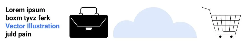 Simplified Business and E-commerce Visuals for Cloud-Based Solutions Illustrazione stock