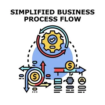 Simplified business process flow strategy and optimization concept Stock Illustration