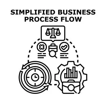 Simplified business process workflow diagram vector concept Stock Illustration