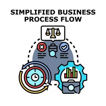 Simplified business process workflow diagram vector concept Stock Illustration