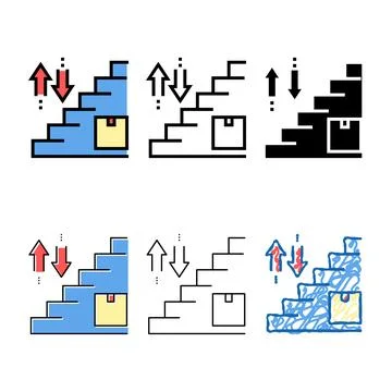 Simplified carrying box up and down steps color icon vector イラスト素材