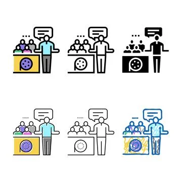 Simplified casting interview video film color icon vector Stock Illustration