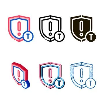 Simplified cautionary shield icon vector outline Stock Illustration
