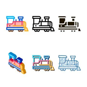 Simplified children train icon vector outline 库存插图