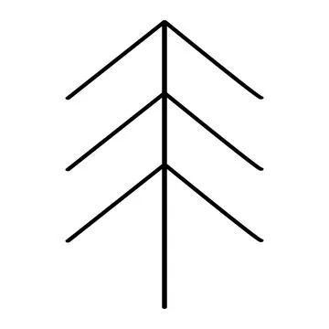 Simplified Christmas tree or pine silhouette, doodle style flat vector outline 스톡 일러스트