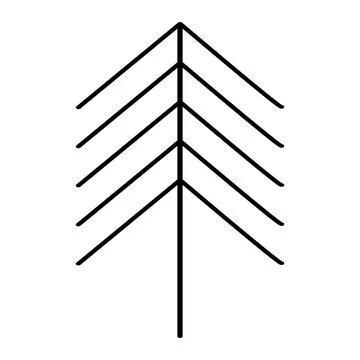 Simplified Christmas tree or pine silhouette, doodle style vector outline Stock Illustration