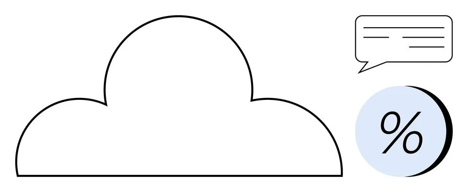 Simplified Cloud with Chat Bubble and Percentage Icon for Data and Communic.. 스톡 일러스트