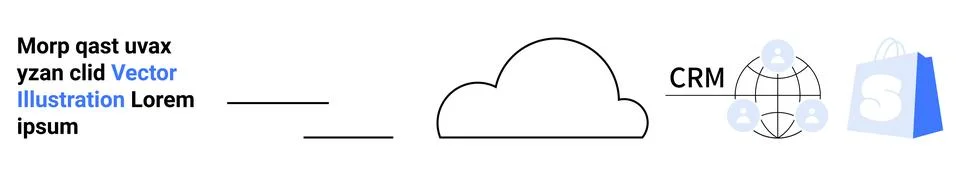 Simplified Cloud Connection to CRM and E-commerce Integration Stock Illustration