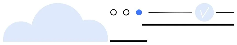 Simplified Cloud Storage and Data Synchronization with Status Indicators Illustrazione stock