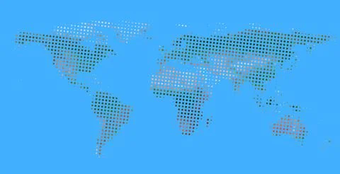 Simplified colored half-tone topographic world map イラスト素材