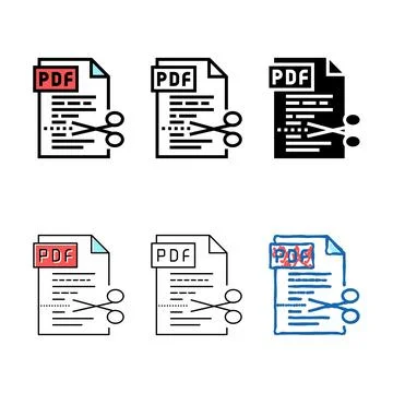 Simplified cutting pdf file color icon vector Stock Illustration