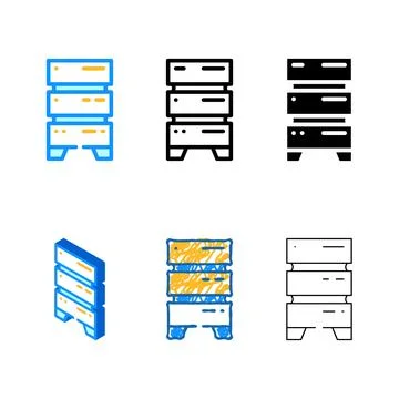 Simplified data center server for storage file color icon vector 스톡 일러스트