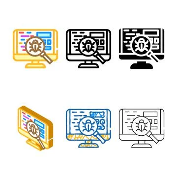 Simplified debugging code software color icon vector イラスト素材