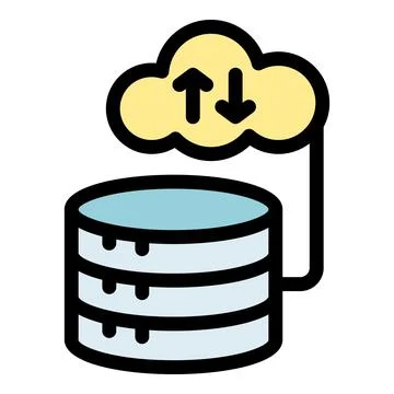 Simplified depiction of cloud data exchange with database イラスト素材