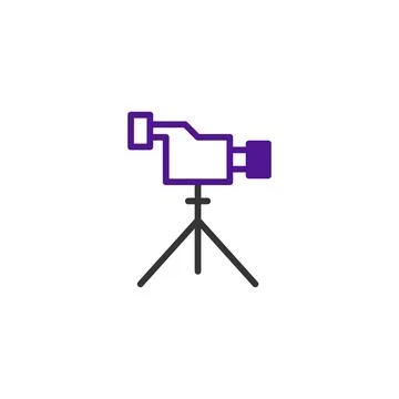 Simplified depiction of a digital video camera set on a tripod perfect for .. Stock Illustration