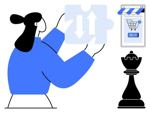 Simplified Design Showcasing Problem Solving and Strategic Thinking with E-.. Stock Illustration