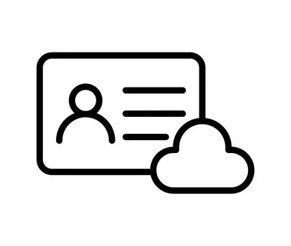 Simplified Digital Identity Card with Cloud Storage Symbol Illustration 库存插图