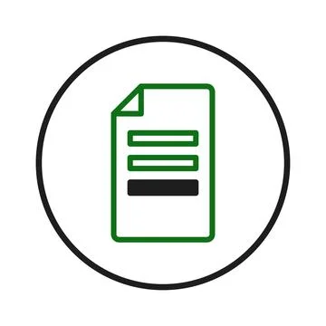 Simplified document icon within a circular frame displaying content organiz.. Stock Illustration