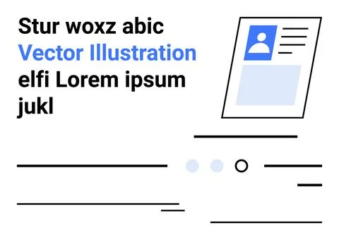 Simplified document layout with user profile image, sample lines of text, and Stock Illustration