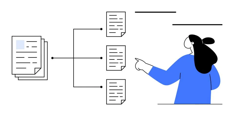 Simplified Document Workflow with Process Organization and Management Stock Illustration