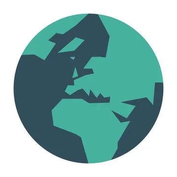 Simplified Earth globe with map of World focused on Europe Illustrazione stock