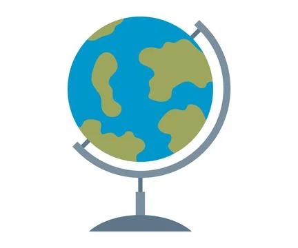 Simplified Earth Globe on Stand in Minimalist Design Stock Illustration