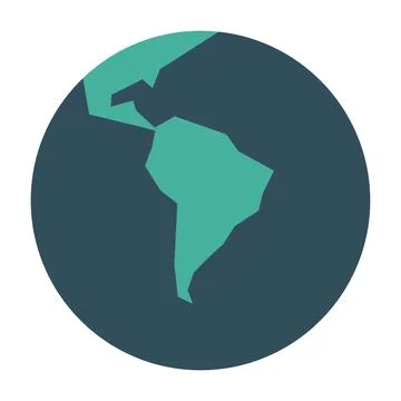 Simplified Earth globe with World map focused on South America Illustrazione stock