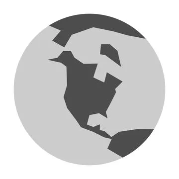 Simplified Earth globe with World map focused on North America Stock Illustration