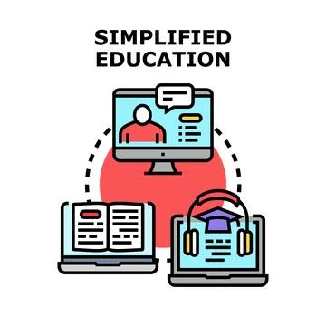 Simplified education concept connecting various digital learning tools Stockillustratie