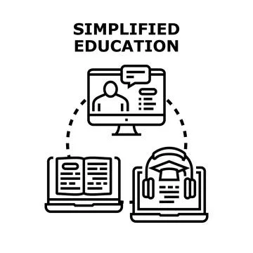 Simplified education concept connecting various digital learning tools Stock Illustration