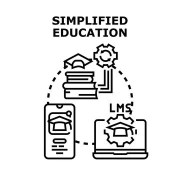 Simplified education concept, learning management system Illustrazione stock