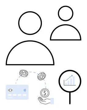 Simplified Elements Illustrating User Interaction, Financial Transactions, .. Stock Illustration
